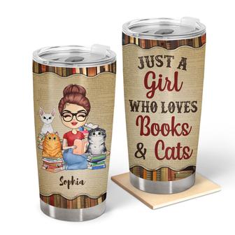 A Girl Who Loves Books Cats Custom Tumbler - Gift for Women - Thegiftio UK