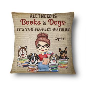 All I Need Is Books & Dogs Custom Pillow - Gift for Readers - Thegiftio UK