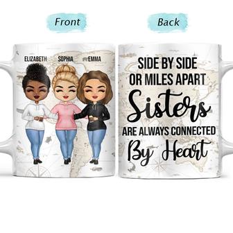Connected By Heart Personalized Mug - Gift for Sisters - Thegiftio UK