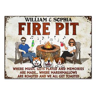 Fire Pit Where Music Gets Played Custom Metal Sign - Thegiftio UK