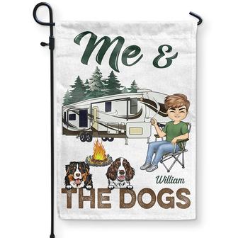 Me And The Dogs Camping Personalized Flag - Gift for Couples - Thegiftio UK