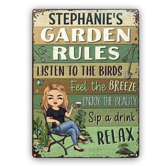 Garden Rules Feel The Breeze Custom Metal Sign - Thegiftio UK