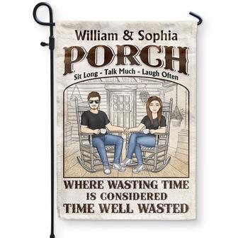 The Porch Time Well Wasted Custom Flag - Gift for Couples - Thegiftio UK