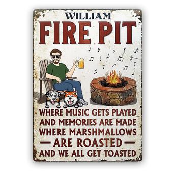 Fire Pit Where Music Gets Played Custom Metal Sign - Thegiftio UK