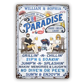 Welcome To Our Paradise Custom Metal Sign - Gift for Couples - Thegiftio UK