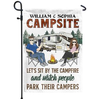 Let's Sit By The Campfire Personalized Flag - Camping Gift - Thegiftio UK