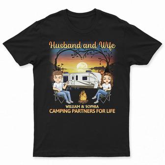 Husband And Wife Camping Partners Custom T-Shirt - Thegiftio UK
