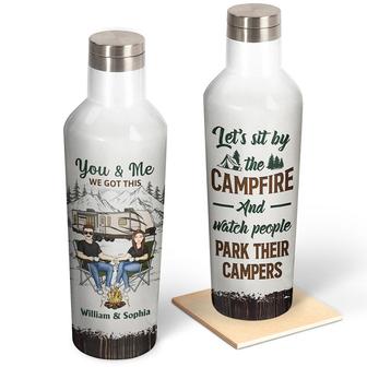 Camping Couple Let's Sit By The Campfire Custom Tumbler - Thegiftio UK