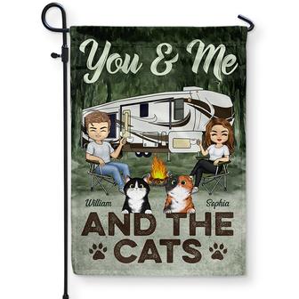 You & Me And The Cats Camping Custom Flag - Gift for Couples - Thegiftio UK