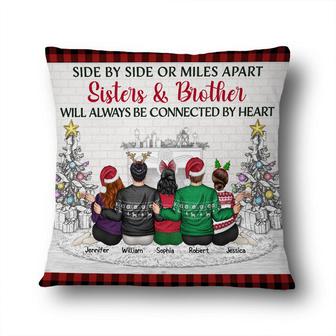 Sisters Brothers Connected By Heart Custom Pillow - Gift - Thegiftio UK