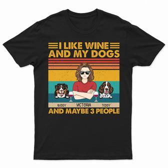 I Like Beer Wine And My Dogs Custom T-Shirt - Birthday Gift - Thegiftio UK