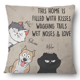 This Home Is Filled With Kisses Personalized Pillow - Thegiftio UK