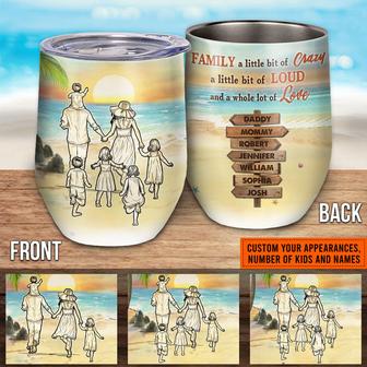 Beach Family A Little Bit Of Crazy Custom Wine Tumbler - Thegiftio UK
