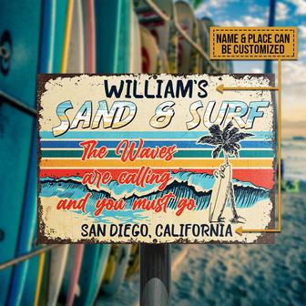 Beach Surfing The Waves Are Calling Custom Metal Sign - Gift - Thegiftio UK
