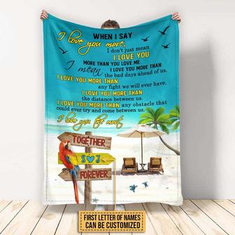 Beach Parrot Love You The Most Custom Blanket, Beach Gift, Gifts For Wedding, Anniversary, Birthday - Thegiftio UK