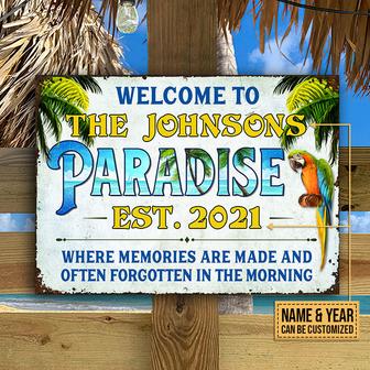 Beach House Parrot Paradise Memories Custom Metal Sign - Thegiftio UK