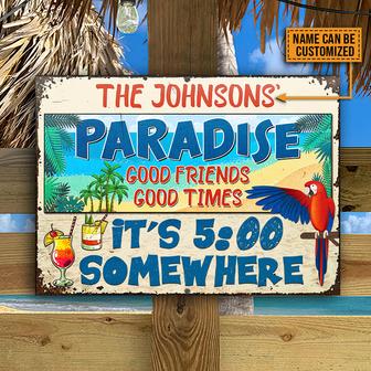 Beach Parrot Paradise It's 5 O'Clock Somewhere Custom Metal - Thegiftio UK