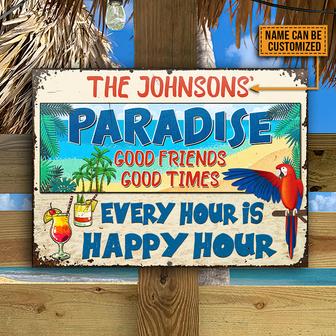 Beach Parrot Paradise Custom Metal Sign - Gift for Friends - Thegiftio UK