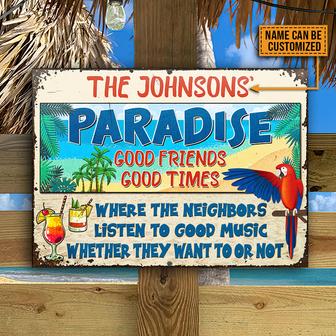 Beach Parrot Paradise Custom Metal Sign - Gift for Beach - Thegiftio UK