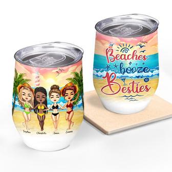 Beach Best Friends Booze Custom Wine Tumbler - Gift for BFF - Thegiftio UK