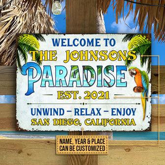 Beach House Parrot Paradise Custom Metal Sign - Home Gift - Thegiftio UK