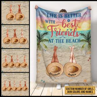 Beach Bestie Life Is Better At The Beach Custom Blanket, Bff Blanket, Blanket For Friends Gift For Friends - Thegiftio UK
