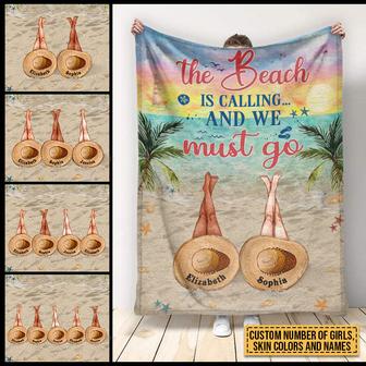 Beach Bestie The Beach Is Calling Custom Blanket, Bff Blanket, Blanket For Friends, Gift For Friends - Thegiftio UK