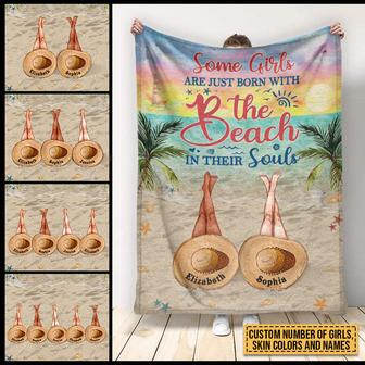 Beach Bestie Beach In Souls Custom Blanket, Bff Blanket, Blanket For Friends, Gift For Friends - Thegiftio UK