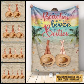 Beach Bestie Beaches Booze Besties Custom Blanket, Bff Blanket, Blanket For Friends, Gift For Friends - Thegiftio UK