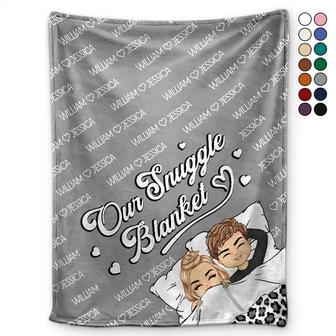 Husband And Wife Couple Chibi Our Snuggle Blanket - Personalized Fleece Blanket, Sherpa Blanket - Thegiftio UK