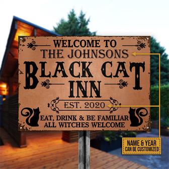 Black Cat Inn Witches Welcome Custom Metal Sign - Thegiftio UK