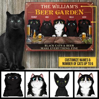 Black Cat & Beer Make Everything Fine Custom Metal Sign - Thegiftio UK