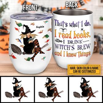 Book Witch Reading Custom Wine Tumbler - Halloween Gift - Thegiftio UK