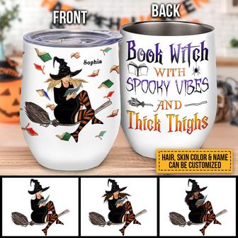 Book Witch Reading Custom Wine Tumbler - Halloween Gift - Thegiftio UK