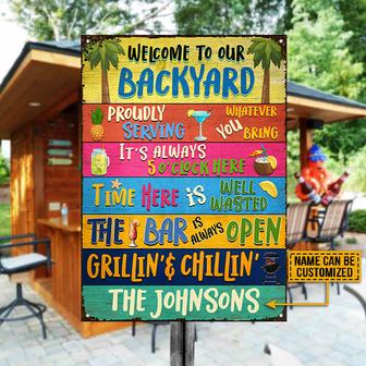 Backyard Bar Grilling Custom Metal Sign - Gift for Home - Thegiftio UK