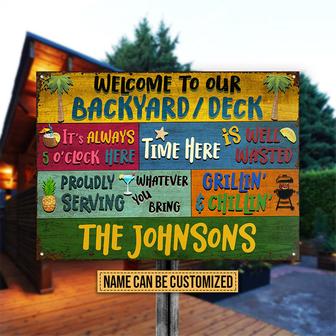 Backyard Deck Welcome Grillin And Chillin Custom Metal Sign - Thegiftio UK