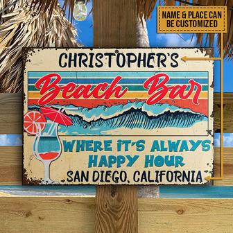 Beach Bar Happy Hour Custom Metal Sign - Gift for Friends - Thegiftio UK