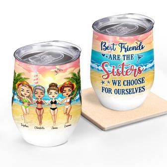 Beach Best Friends Choose Custom Wine Tumbler - Gift for BFF - Thegiftio UK