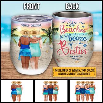Beach Bestie Elder Booze Skin Custom Wine Tumbler - Thegiftio UK