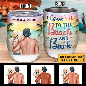 Beach Couple I Love You Custom Wine Tumbler - Couple Gift - Thegiftio UK