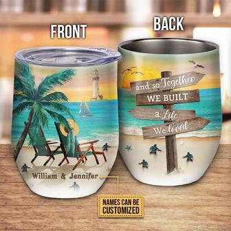 Beach Couple Chairs Custom Wine Tumbler - Gift for Couples - Thegiftio UK