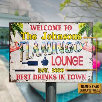 Beach Flamingo Lounge Best Drinks Custom Metal Sign - Gift - Thegiftio UK