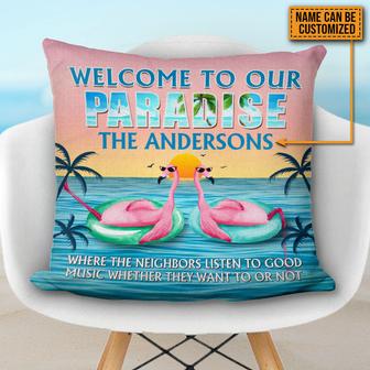 Beach Flamingo Paradise Custom Pillow - Gift for Beach Fans - Thegiftio UK