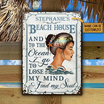 Beach House And Into The Ocean Custom Metal Sign - Thegiftio UK