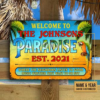Beach House Parrot Paradise Custom Metal Sign - Beach Gift - Thegiftio UK
