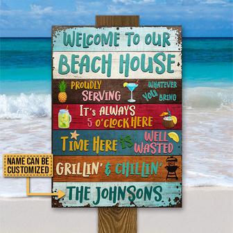 Beach House Proudly Serving Whatever Custom Metal Sign - Thegiftio UK