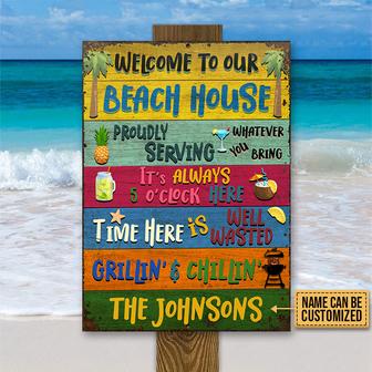 Beach House Welcome Custom Metal Sign - Gift for Homeowners - Thegiftio UK
