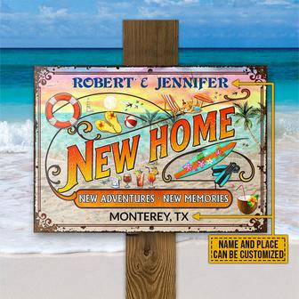 Beach New Home New Adventures Custom Metal Sign - Thegiftio UK