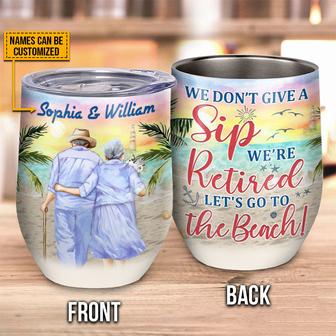 Beach Old Couple Don't Give A Sip Custom Tumbler - Gift - Thegiftio UK
