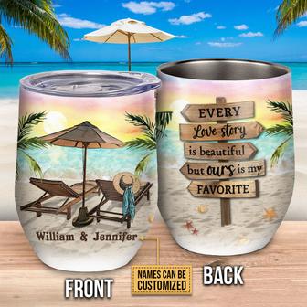 Beach Ours Is My Favorite Custom Wine Tumbler - Couple Gift - Thegiftio UK